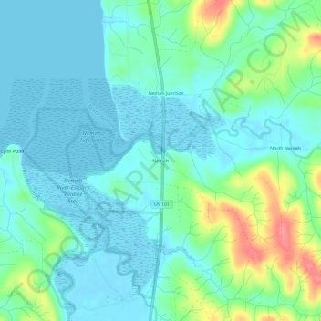 Nemah topographic map, elevation, terrain