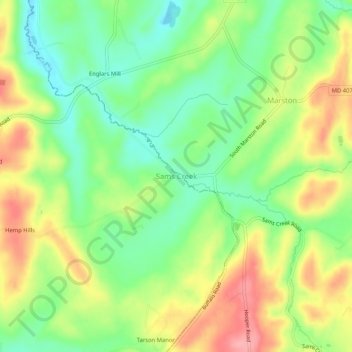 Sams Creek topographic map, elevation, terrain