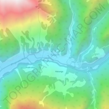 Bagori topographic map, elevation, terrain
