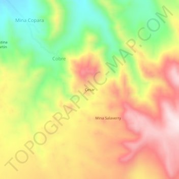 Cesar topographic map, elevation, terrain