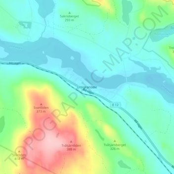 Umgransele topographic map, elevation, terrain