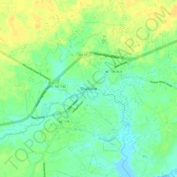 Shallotte topographic map, elevation, terrain