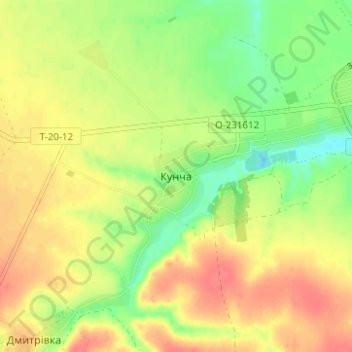 Kuncha topographic map, elevation, terrain