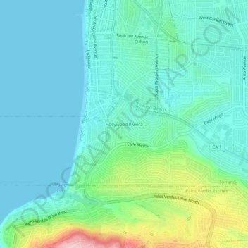 Hollywood Riviera topographic map, elevation, terrain