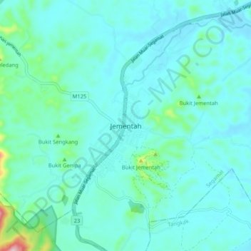 Jementah topographic map, elevation, terrain