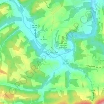 Shermans Dale topographic map, elevation, terrain