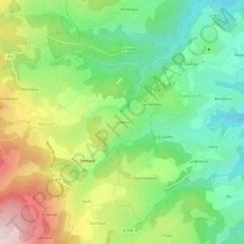Le Mont topographic map, elevation, terrain