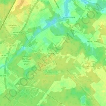 Cottageville topographic map, elevation, terrain