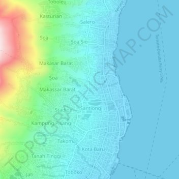 Gamalama topographic map, elevation, terrain