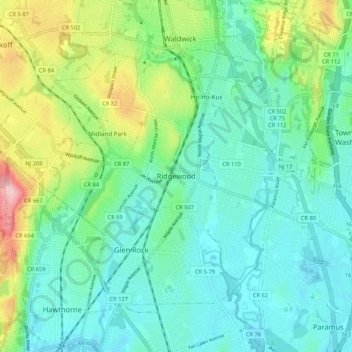 Ridgewood topographic map, elevation, terrain