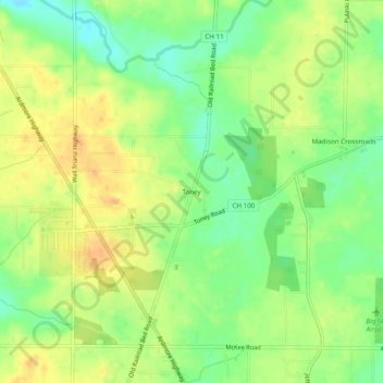 Toney topographic map, elevation, terrain