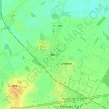 Histon topographic map, elevation, terrain