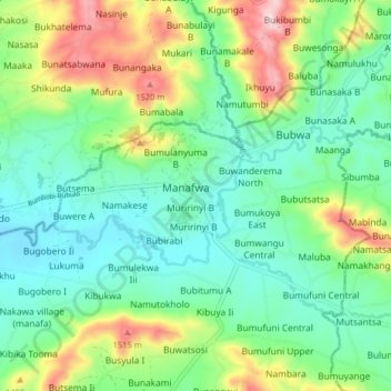Bubulo topographic map, elevation, terrain