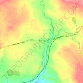 Barraduff topographic map, elevation, terrain