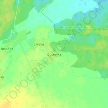 Sosnyna topographic map, elevation, terrain