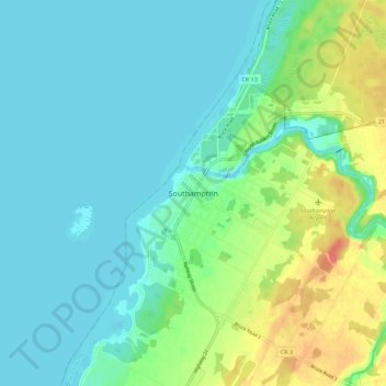 Southampton topographic map, elevation, terrain