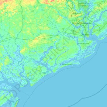Wadmalaw Island topographic map, elevation, terrain