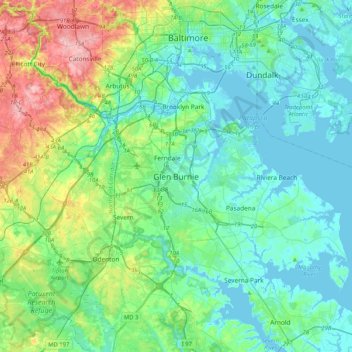 Glen Burnie topographic map, elevation, terrain