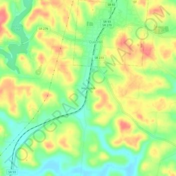 Hitchcock topographic map, elevation, terrain