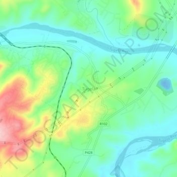 Tugela topographic map, elevation, terrain