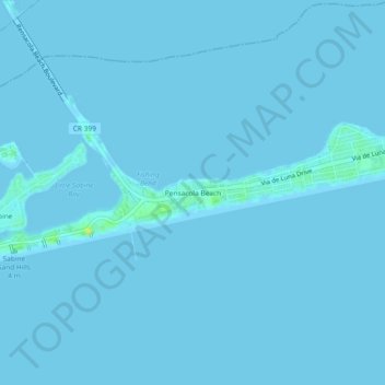 Pensacola Beach topographic map, elevation, terrain