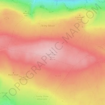 Rombald's Moor topographic map, elevation, terrain