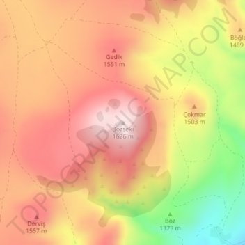 Bozseki topographic map, elevation, terrain