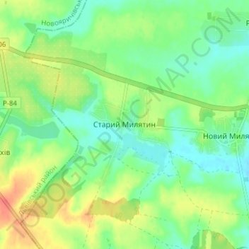 Staryi Myliatyn topographic map, elevation, terrain
