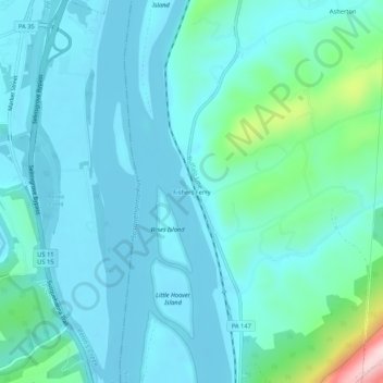 Fishers Ferry topographic map, elevation, terrain