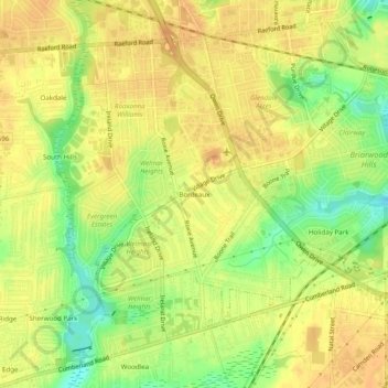 Bordeaux topographic map, elevation, terrain