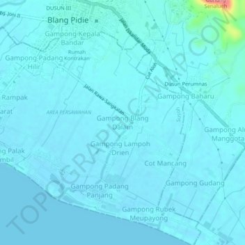 GAMPONG BLANG DALAM topographic map, elevation, terrain