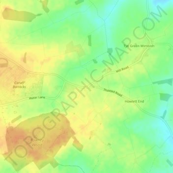 Rowney Corner topographic map, elevation, terrain