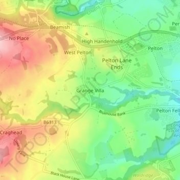 Grange Villa topographic map, elevation, terrain