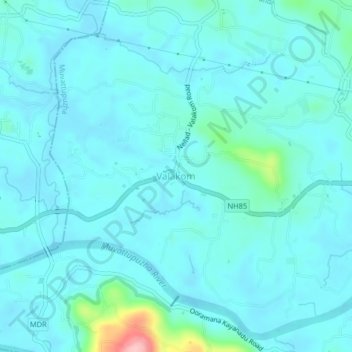 Valakom topographic map, elevation, terrain