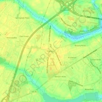Ebenezer topographic map, elevation, terrain