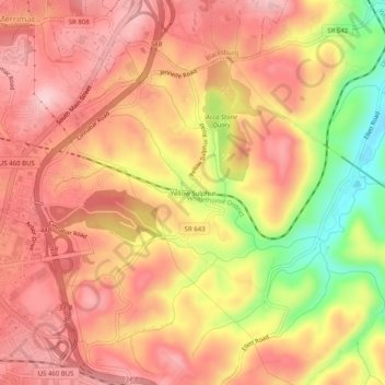 Yellow Sulphur topographic map, elevation, terrain