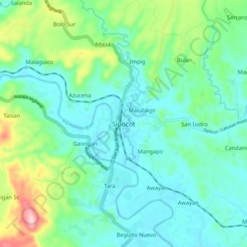 Sipocot topographic map, elevation, terrain