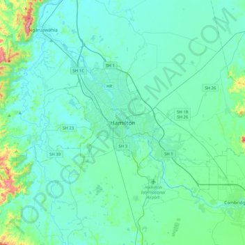 Hamilton topographic map, elevation, terrain
