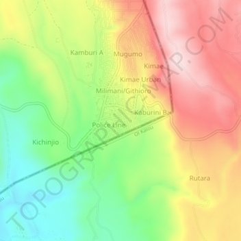 Juakali topographic map, elevation, terrain