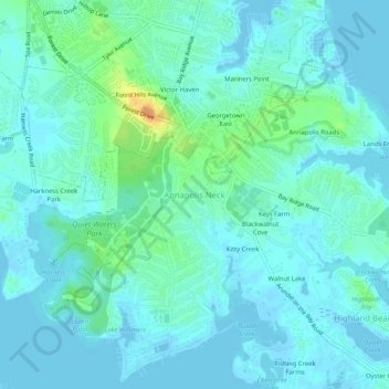 Annapolis Neck topographic map, elevation, terrain