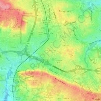 Lutherville topographic map, elevation, terrain