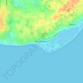 Pelzerhaken topographic map, elevation, terrain