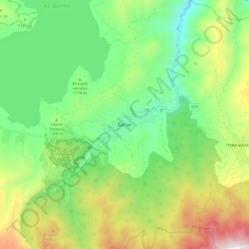 Batak topographic map, elevation, terrain