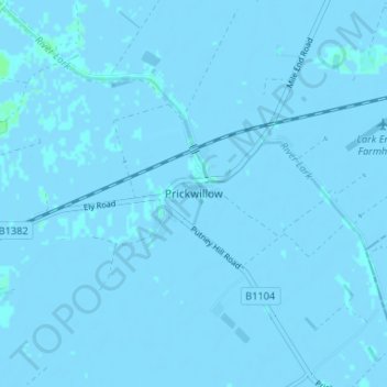 Prickwillow topographic map, elevation, terrain