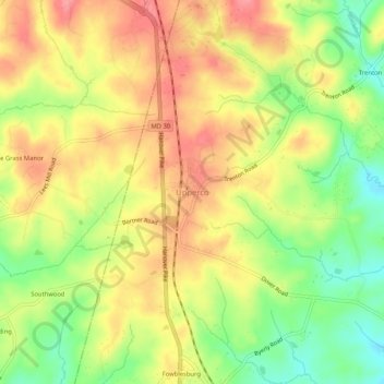Upperco topographic map, elevation, terrain