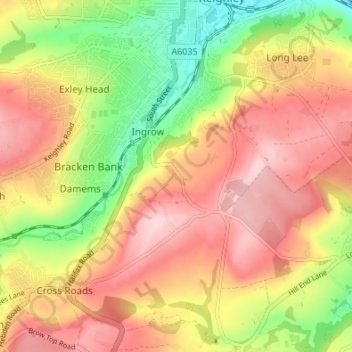 Hainworth topographic map, elevation, terrain