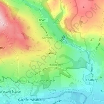 Farnley topographic map, elevation, terrain