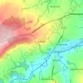 Aislaby topographic map, elevation, terrain