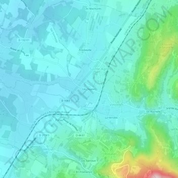 Les Teppes topographic map, elevation, terrain