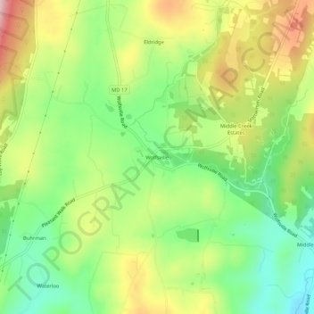 Wolfsville topographic map, elevation, terrain